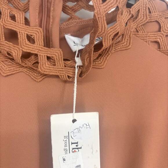 Urban Modesty Women's Lace Empire Waist Tiered Maxi Dress Brown Size Medium NWT - Picture 7 of 8